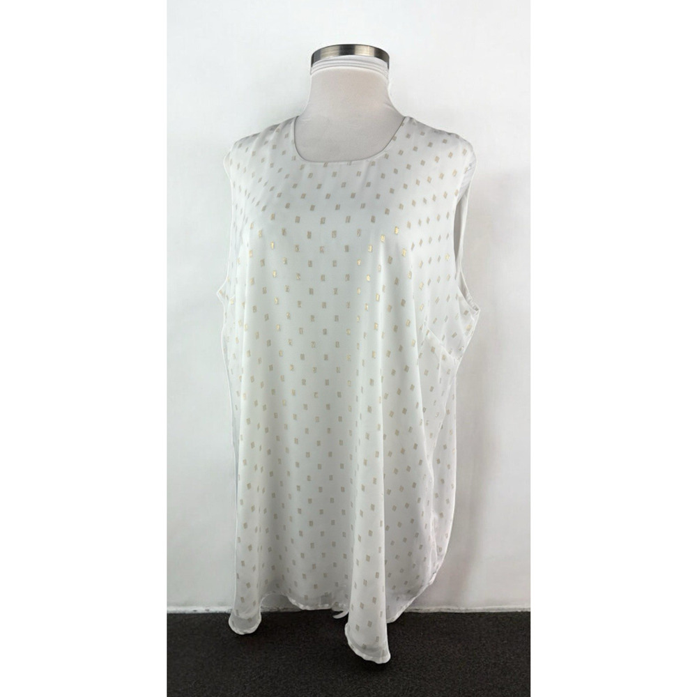 Melissa McCarthy Sleeveless Tunic Top Overlay Blouse White Gold Plus Size 3X - Picture 16 of 16
